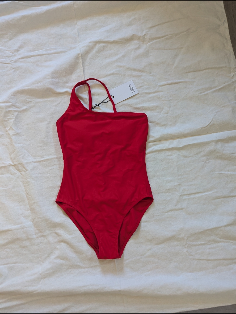 girlfriend collective Red One-Shoulder One-Piece Swimsuit